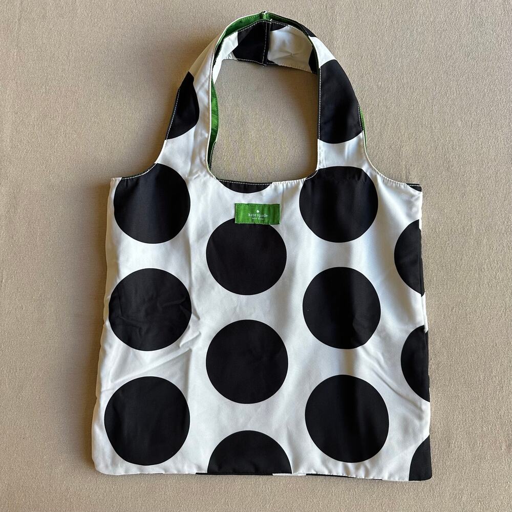 Kate Spade Reversible Green Polka Dot Tote Bag
